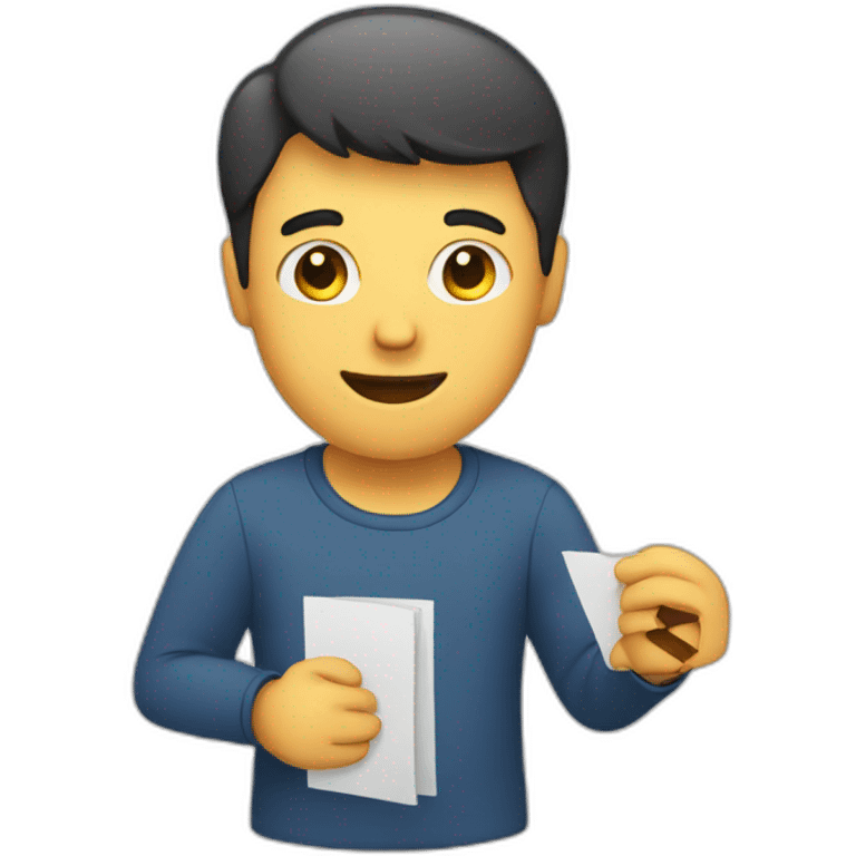 a guy holding a lettershape emoji