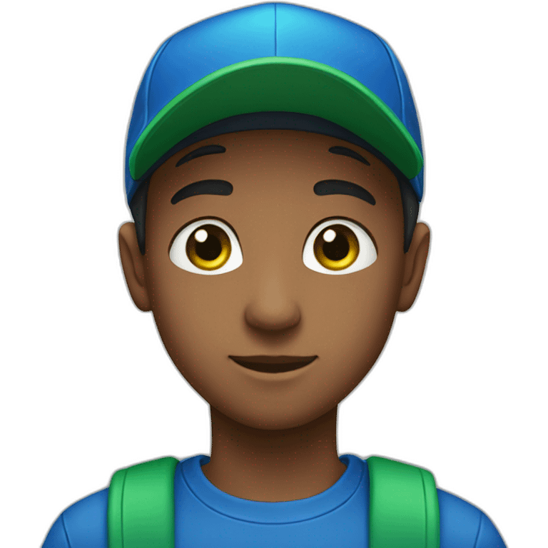 BOY WITH GREEN EYES & blue cap emoji