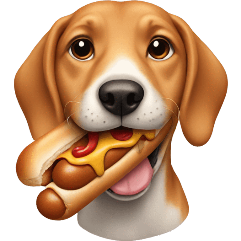 Dog eating a hotdog emoji