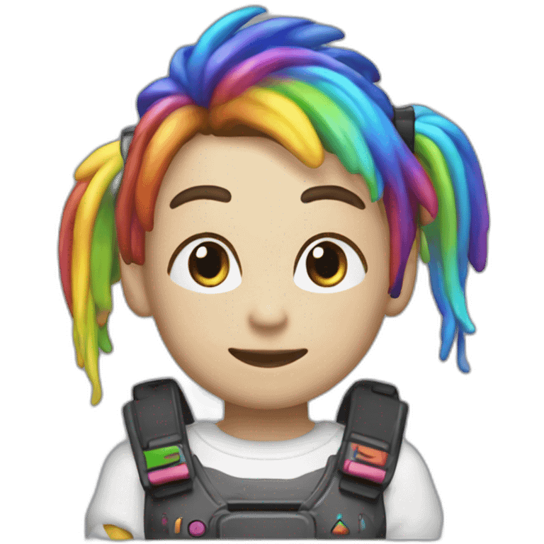 Caca Arc-en-ciel qui joue à la Playstation emoji