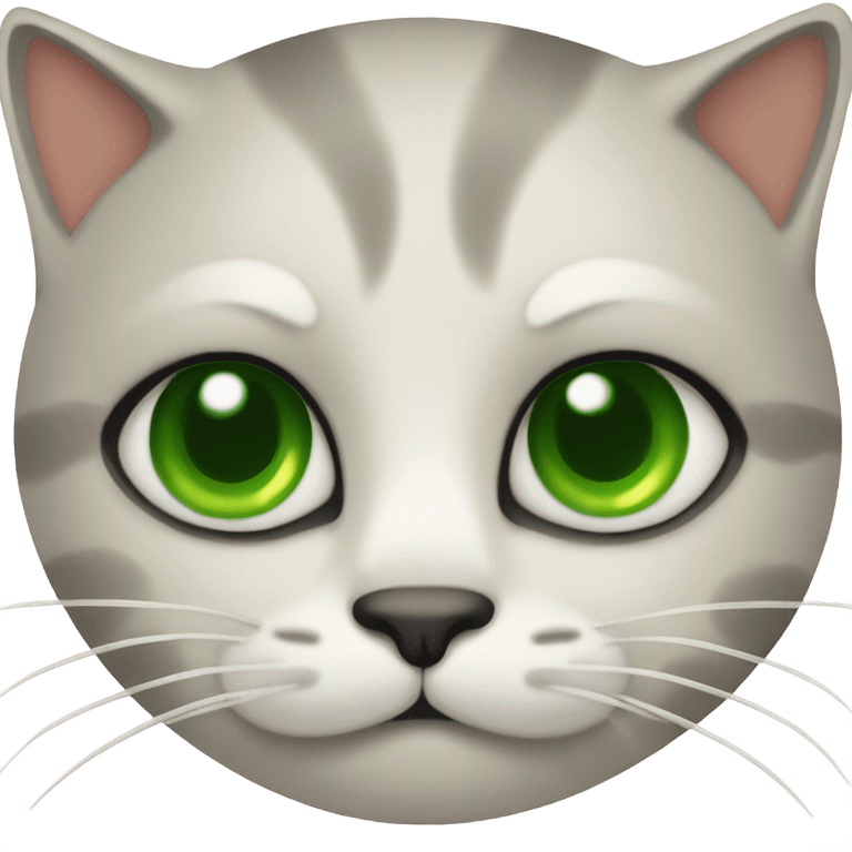 Cat with green eyes, small face and ticked coloring emoji