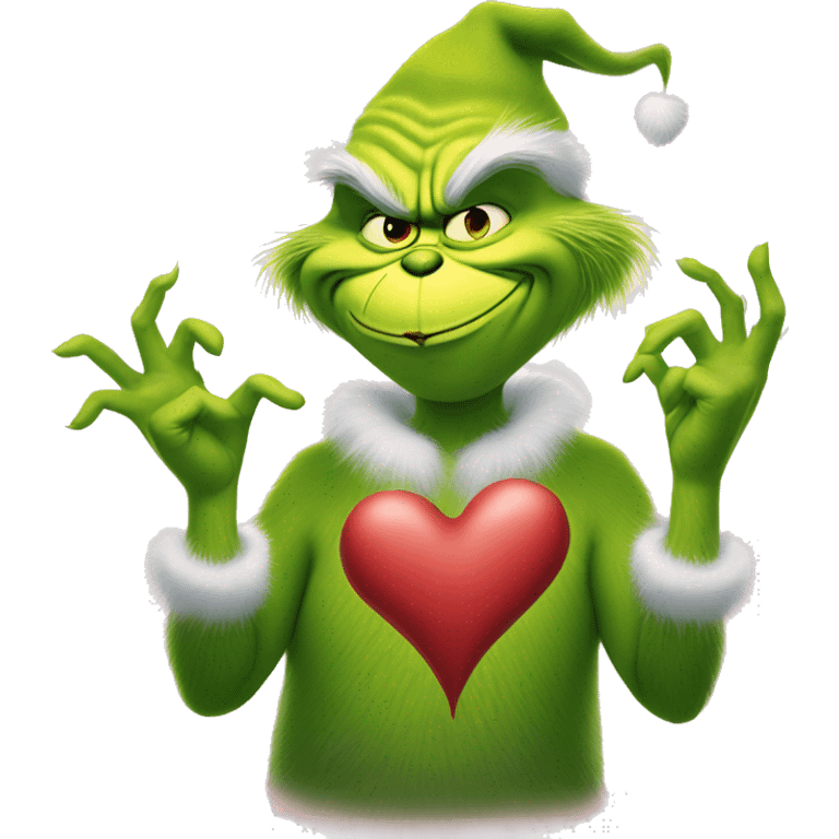 The grinch making a heart with his hands  emoji