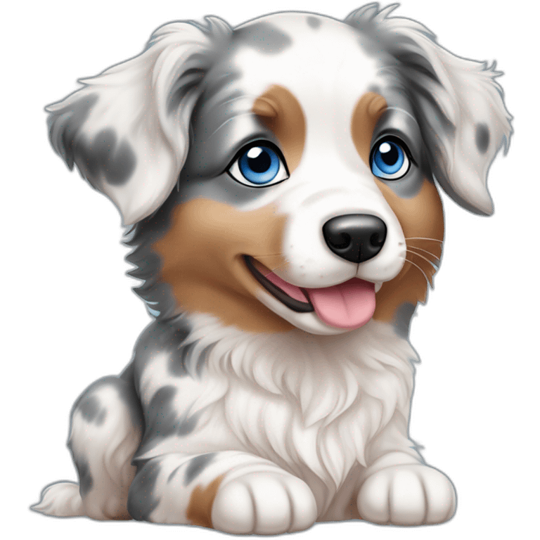 baby dog ​​with blue eyes, merle color, Australian Shepherd breed emoji