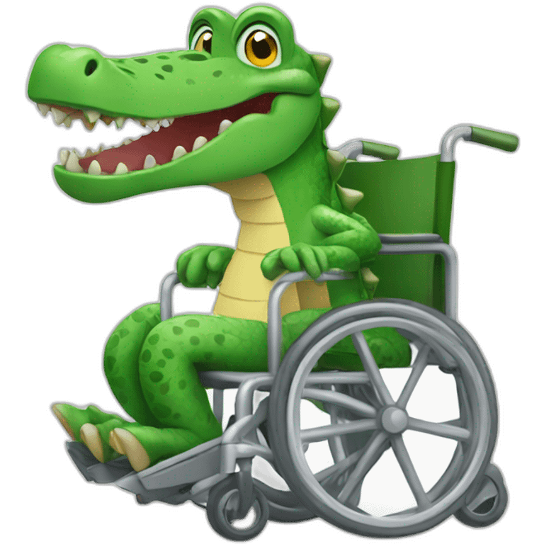 crocodile sitting on a wheelchair emoji