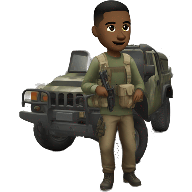 young man outdoors with vehicle in call of duty emoji