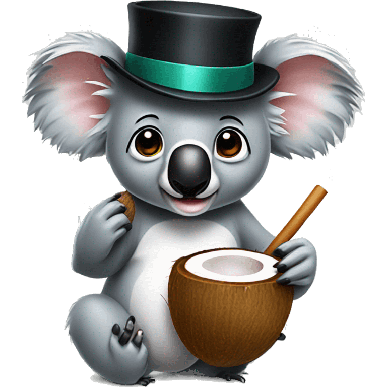 koala with top hat eating a coconut  emoji