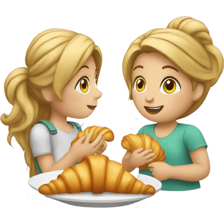 Girl eating croissant  emoji