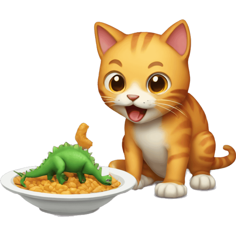 Cat eating dinosaur  emoji