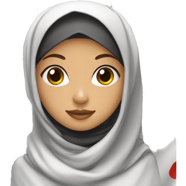 Hijabi girl holding white flag emoji