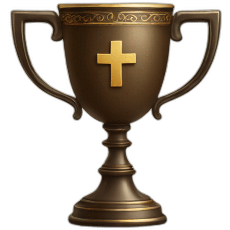 royal empty Christian cup for the winner with a cross emoji