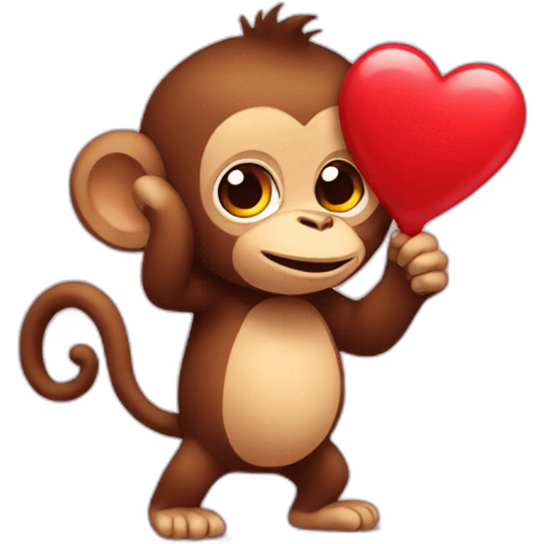 monkey carries big heart emoji