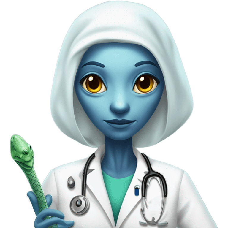 Reptilian alien woman, is a doctor emoji