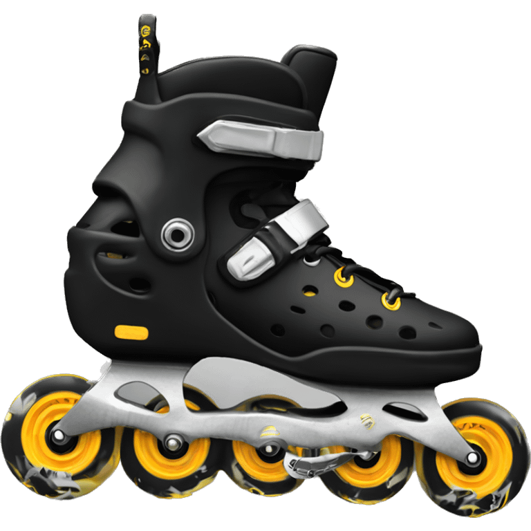 a black rollerblade inline skate, the model called "TWISTER XT" with a more edgy design emoji