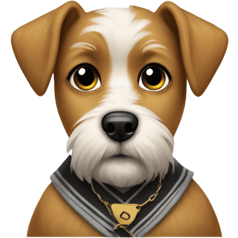 Terrier dog with shirt on that says BANDIT emoji