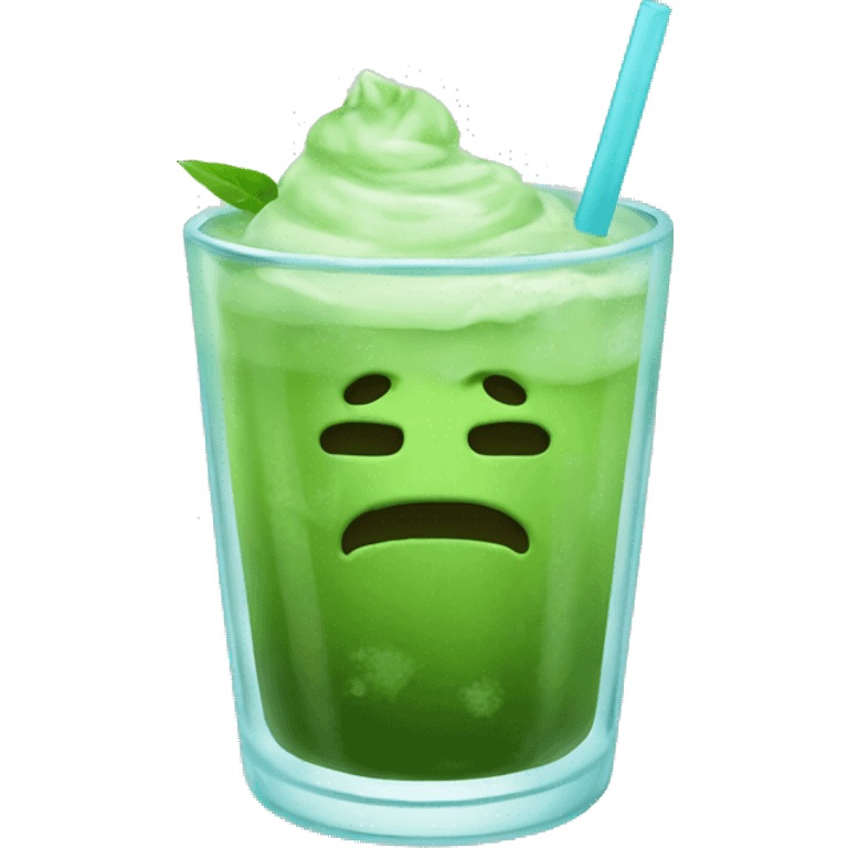 Iced matcha in a glass cup emoji