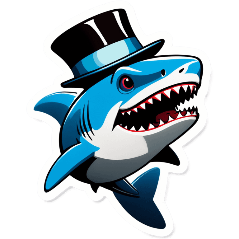 Shark with a top hat emoji