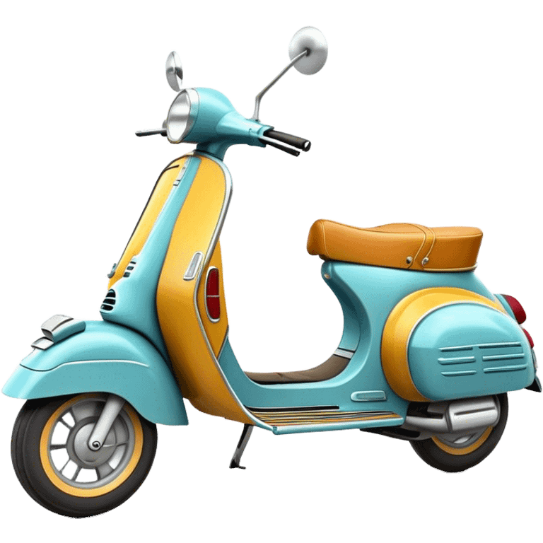 Cinematic Realistic Vespa Scooter Emoji, depicted as a stylish vintage Vespa with sleek retro design and vibrant colors, rendered with crisp textures and dynamic sunlit lighting that captures its iconic Italian charm. emoji