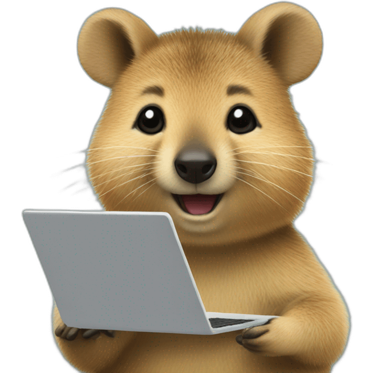 Cute and lovely quokka using laptop emoji