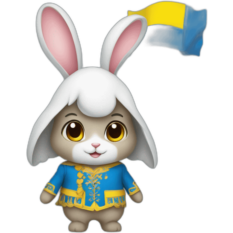 the rabbit is dressed in a costume in the color of the Ukrainian flag emoji