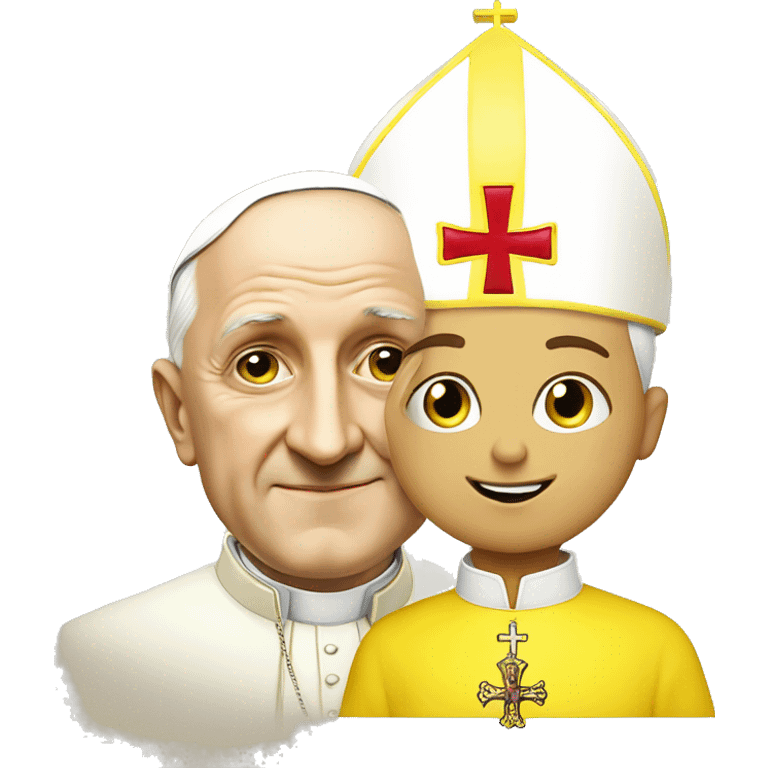 polish pope (yellow) next to a kid emoji