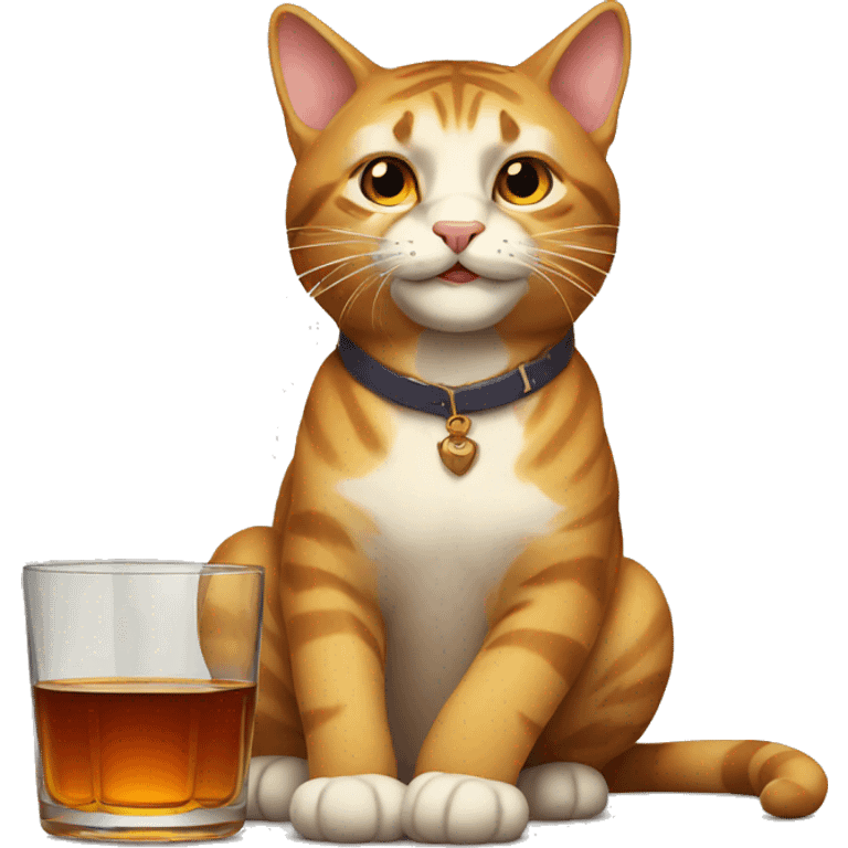 strong cat with whiskey emoji