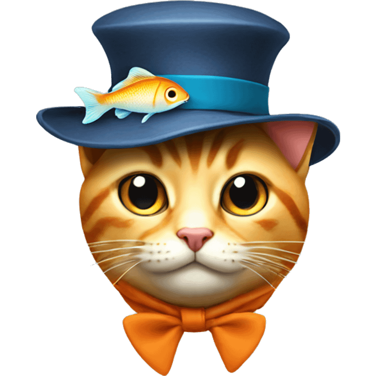 Cat in a hat and a fish in his hat emoji