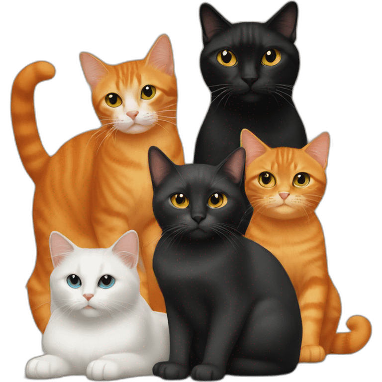 Orange cat, siames cat and black cat emoji