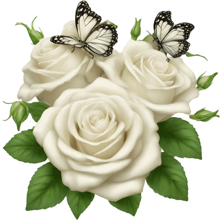 white roses bouquet with butterflies, fairy core emoji