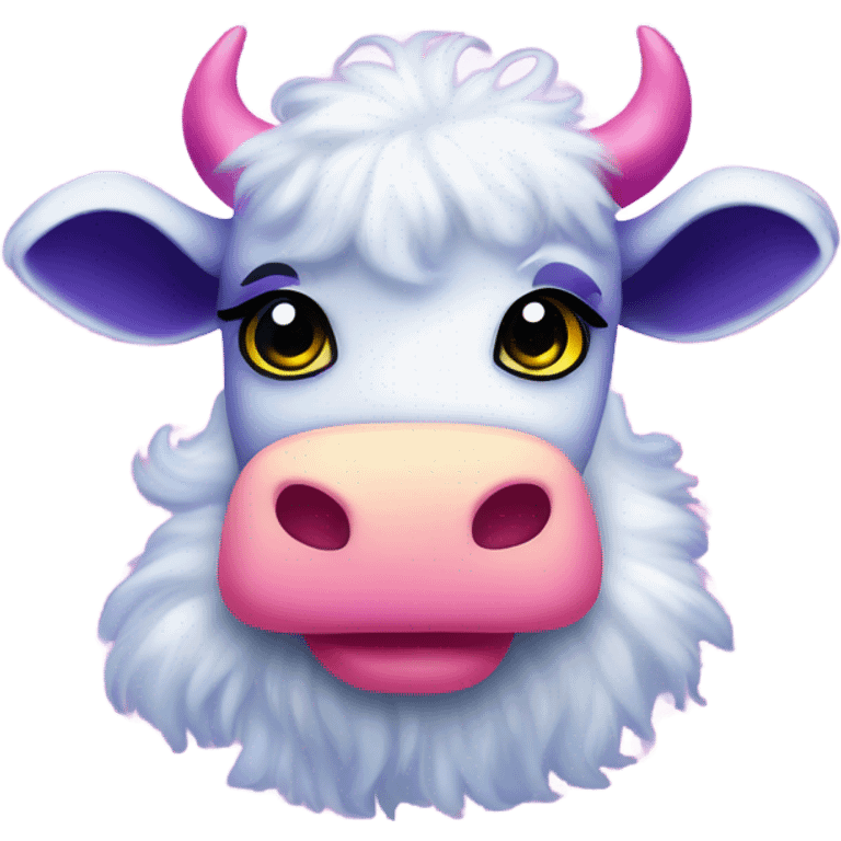 Lisa frank glitter fluffy cow emoji