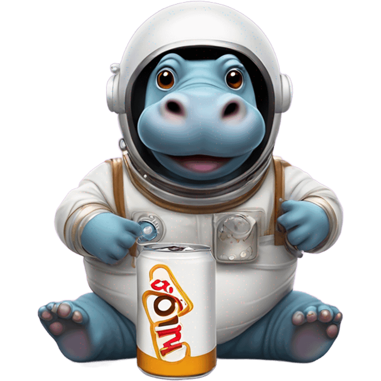 Hippo in space drinking root beer emoji