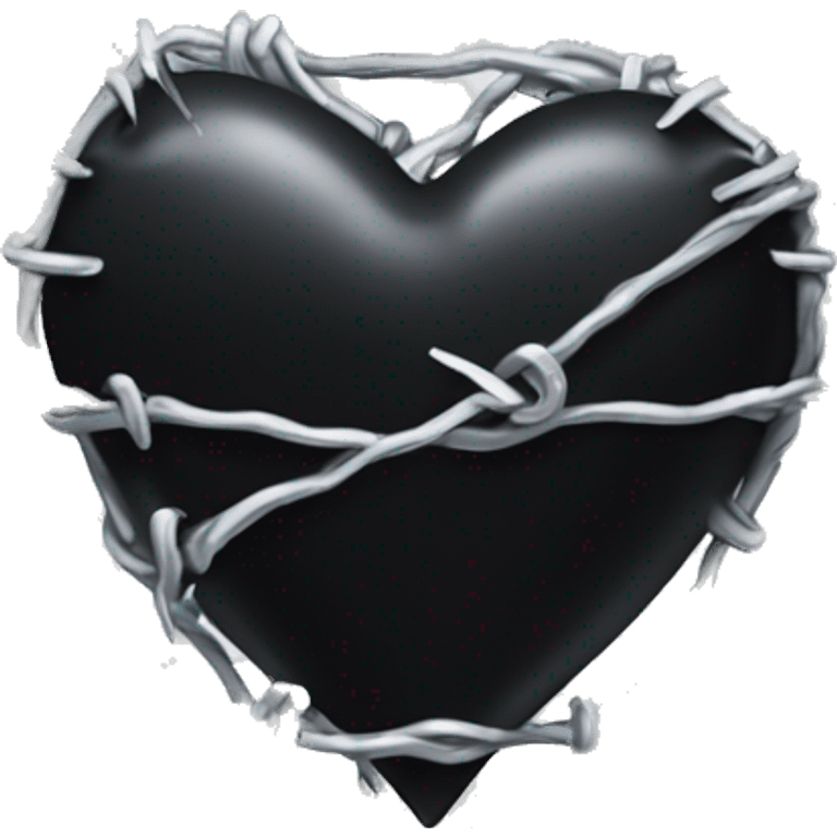 Black heart with silver barbwire emoji