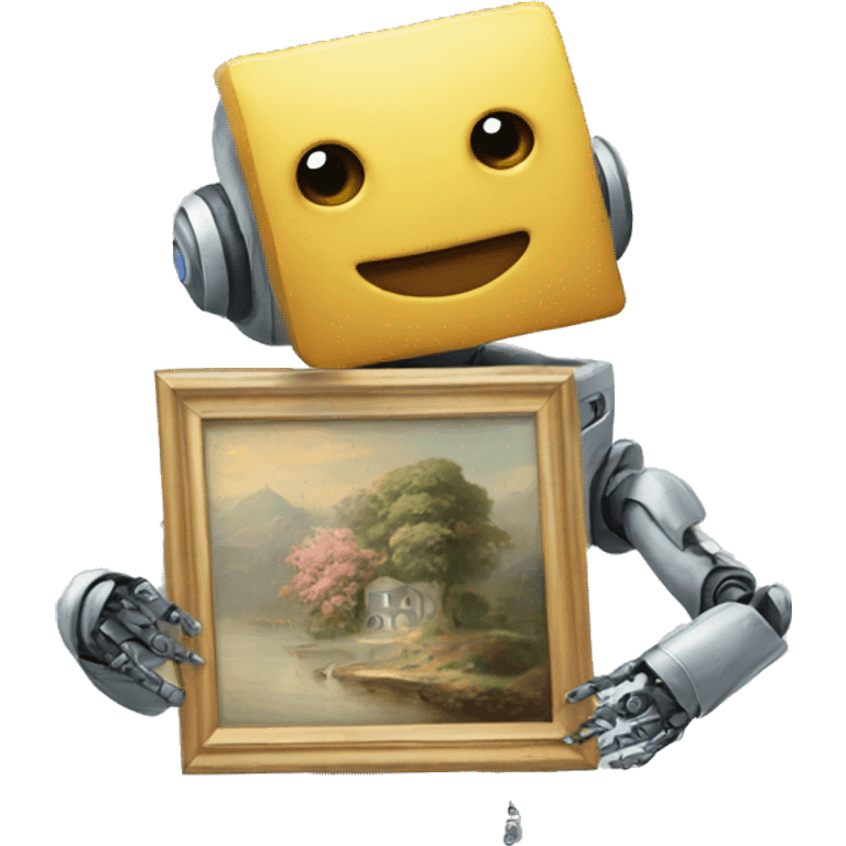 robot holding beautiful painting emoji