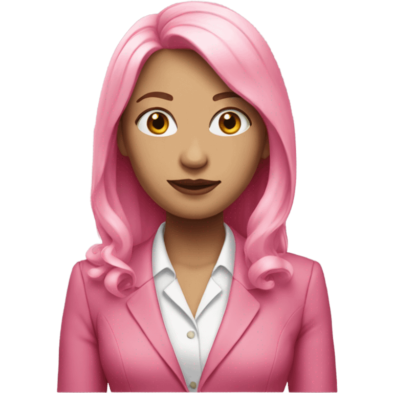 secretary-like WHITE skin women with loose long pink hair in pink suit emoji