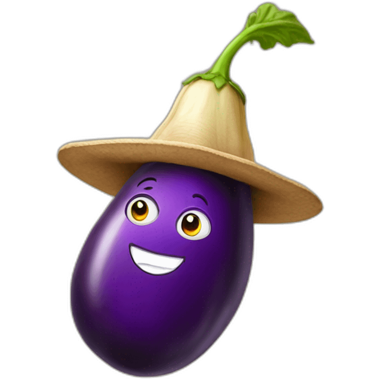 eggplant with hat emoji