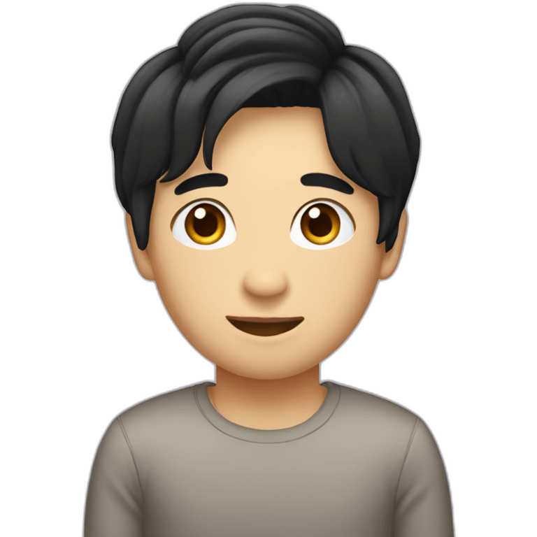 asian male with curtains haircut black hair emoji