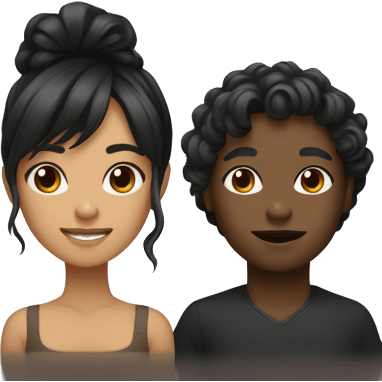 black shitzu with a tan girl with long black wavy hair and bangs emoji