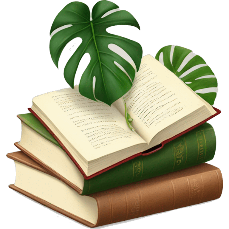 book and monstera flower emoji