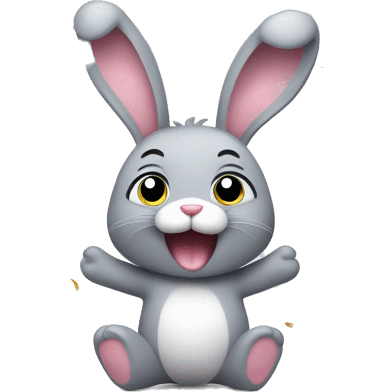 Grey bunny celebrating with confetti  emoji