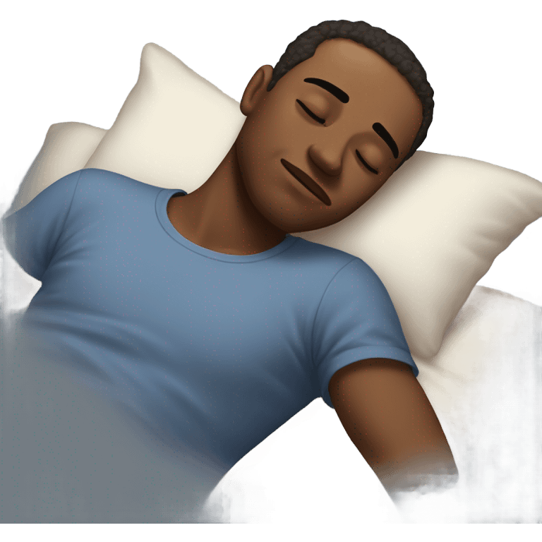 Men sleeping driming about a hug emoji