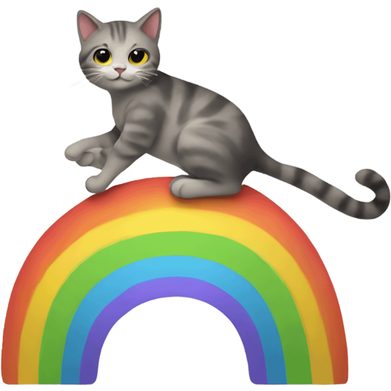 Cat riding a rainbow emoji