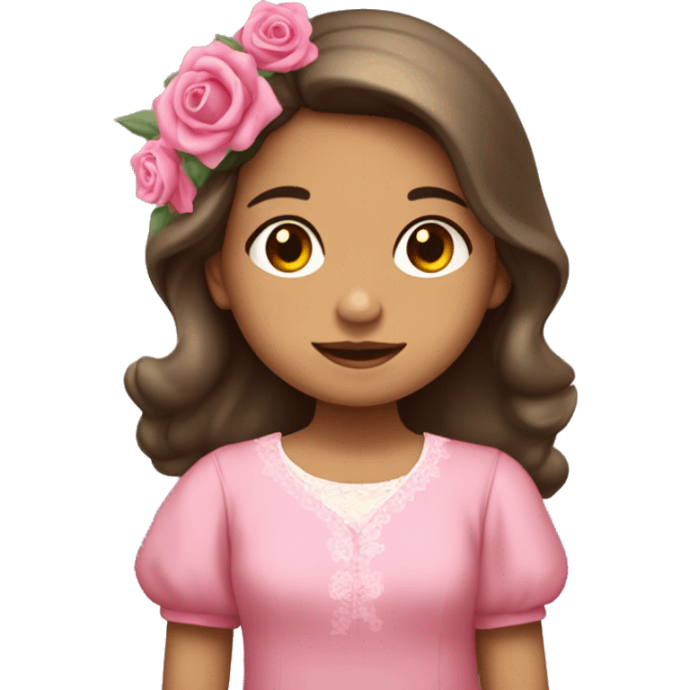 Niña de primera comunión con unas rosas en las manos  emoji