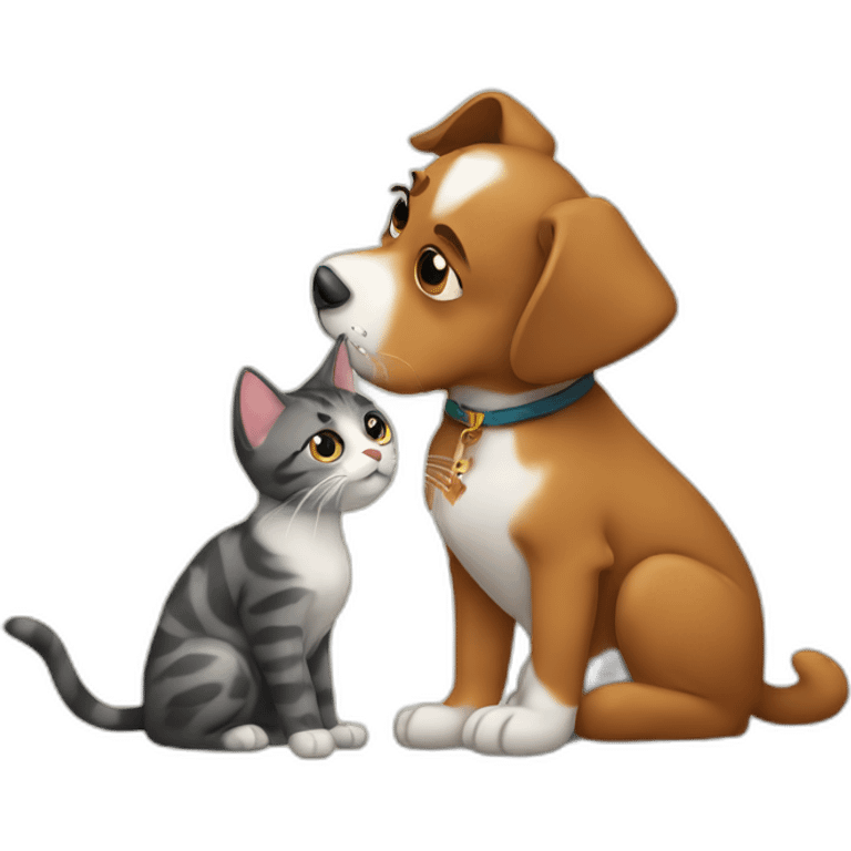 Dog kissing cat emoji