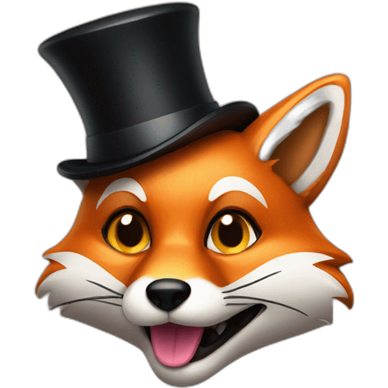 Fox with tophat and tongue emoji