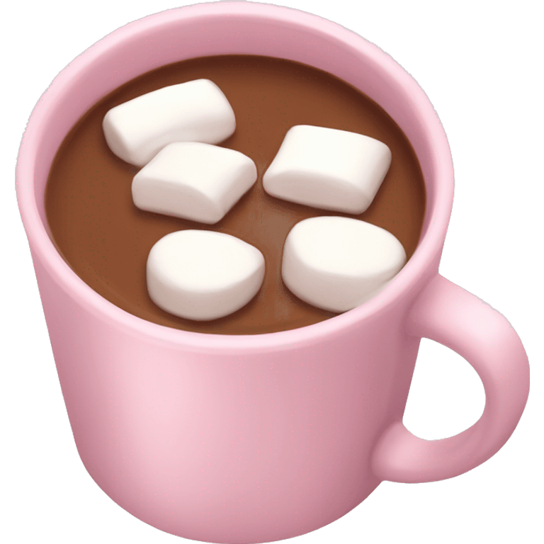 Light Pink mug of hot chocolate with marshmallows  emoji