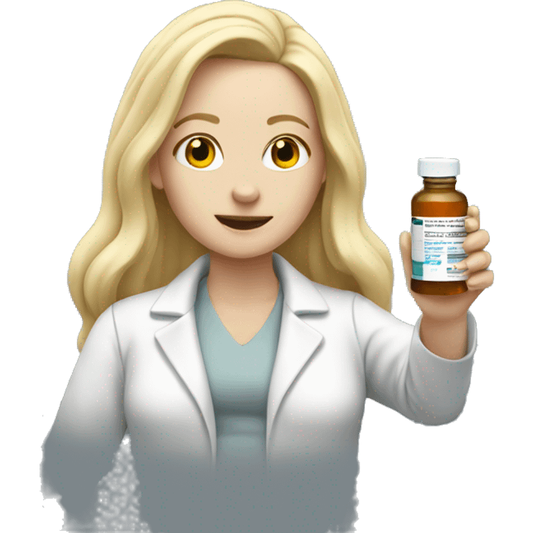 White lady with long blonde hair giving herself a shot of medicine emoji