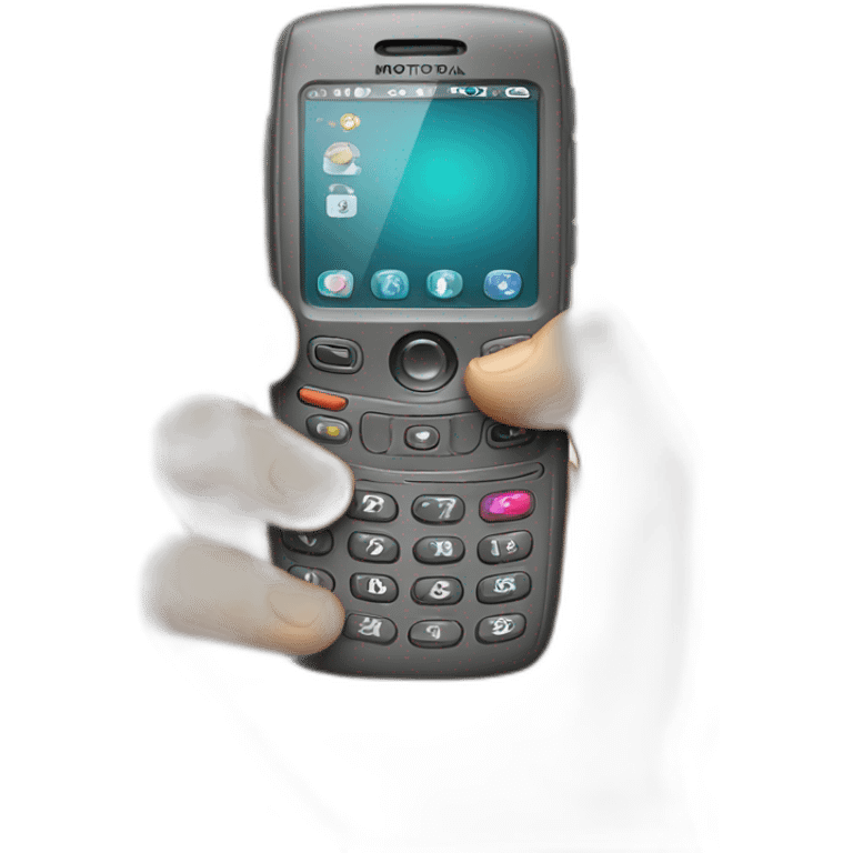 Telefono motorola con numeros en la mano emoji