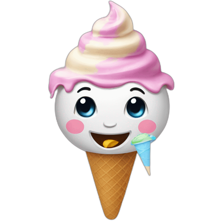 A happy ice cream eating ice cream emoji