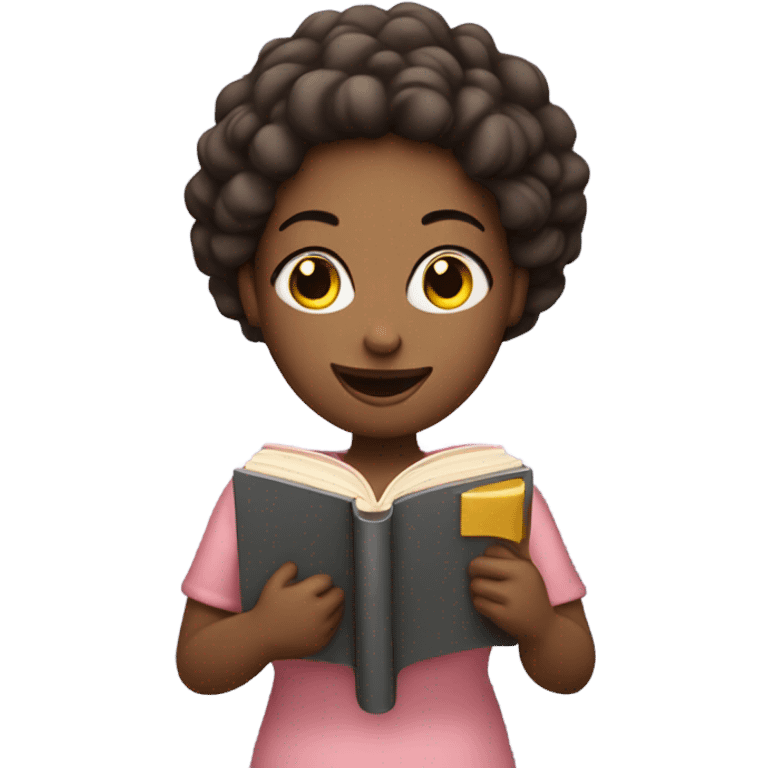 Blushing woman with a book emoji