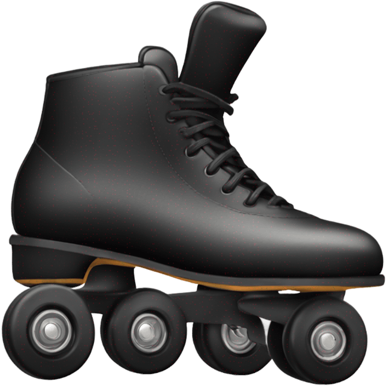 Pair of black roller skates with black wheels and black laces and black plate with no stopper emoji