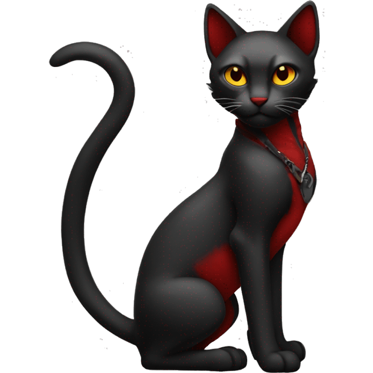 cool edgy black and red feline Fakémon full body emoji